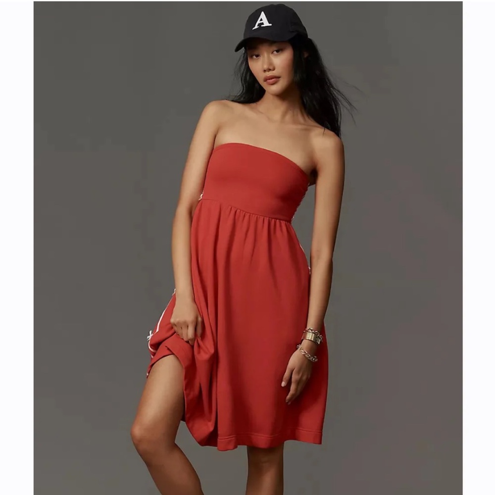 Anthropologie Daily Practice Strapless Side Bow Midi Dress